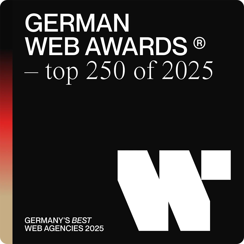 Gewinner-Siegel des German Web Awards 2025 als Agentur unter den Top 250