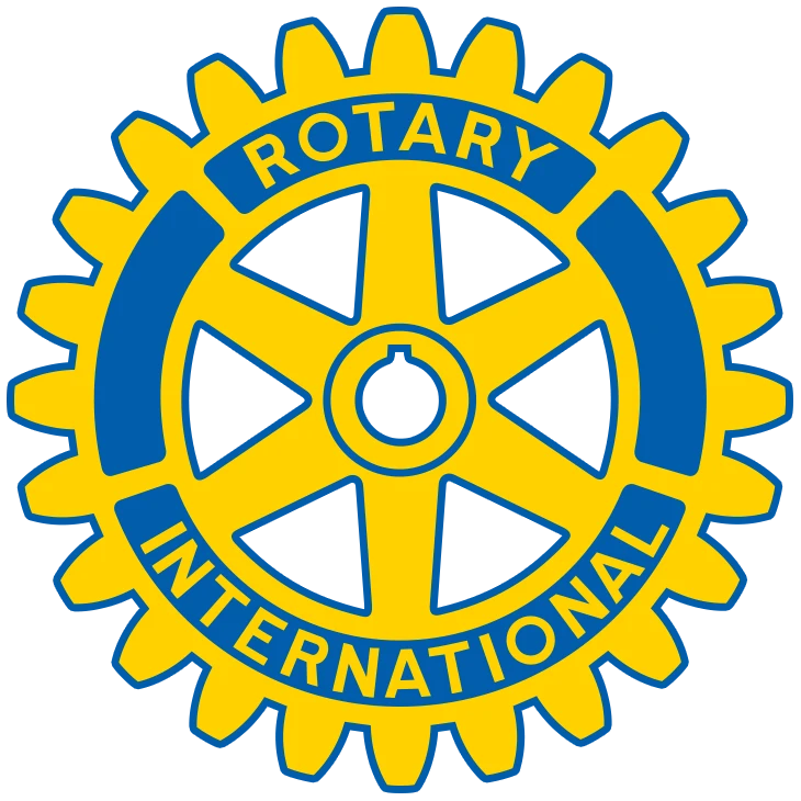 Logo von Rotary International mit gelbem Zahnrad und blauem Schriftzug.