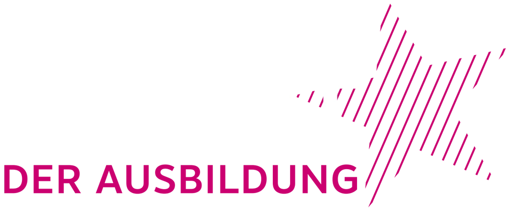 Logo der „Nacht der Ausbildung“ mit weißer und pinkfarbener Wortmarke.